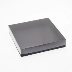16 Choc Board Box & Clear Lid; Black